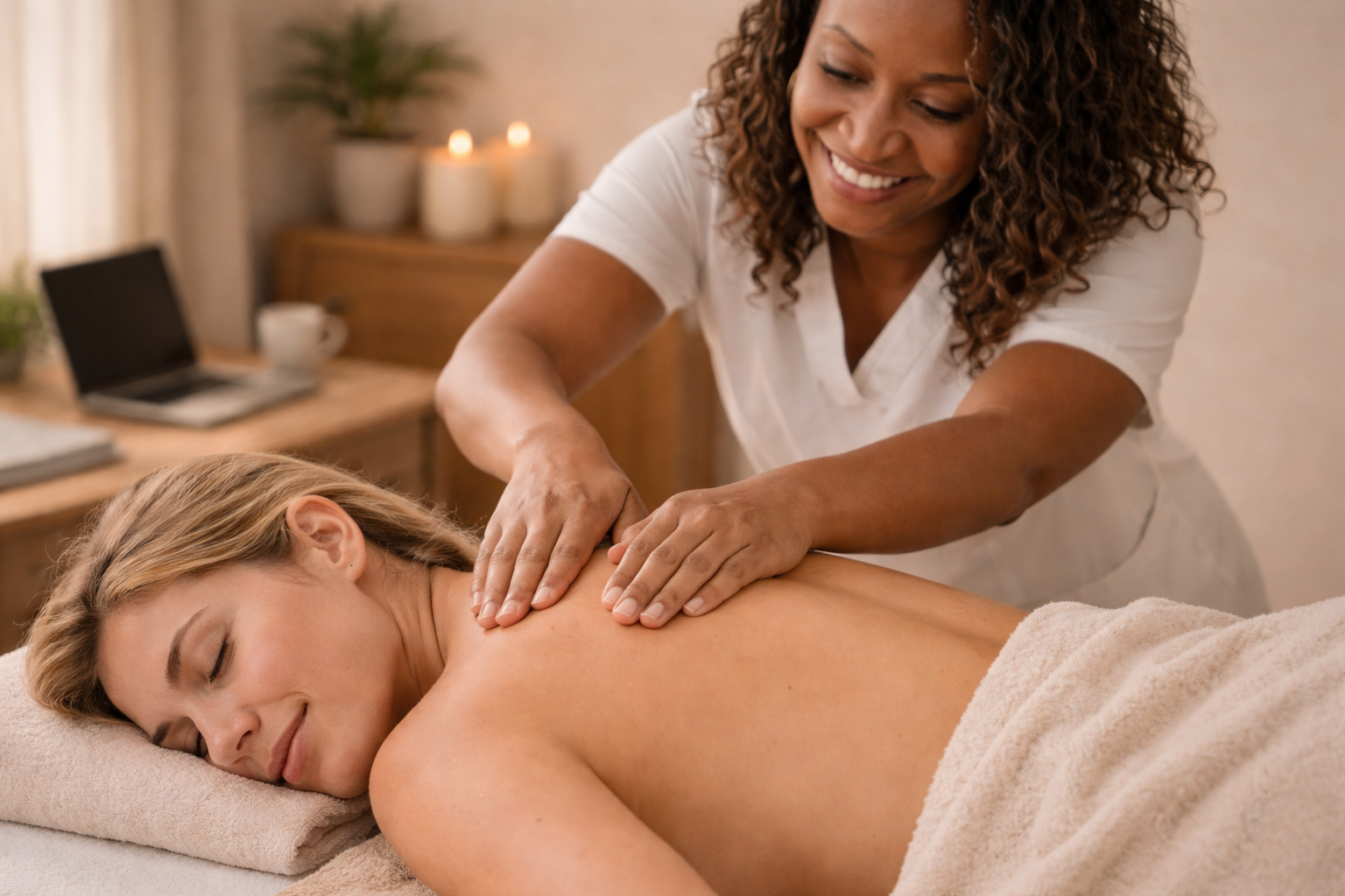 Massage for desk workers targeting neck and back pain relief from prolonged sitting